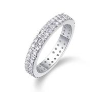Anello di chiusura Frau, Eheringe Weissgold Einzeln Damen 9K 2 Reihen Moissanite Eleganter Ring Silber Größe 50 (15.9)
