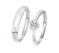 Anello Di Coppia A Forma Di Cuore Endless Love Per Uomo E Donna, In Argento Sterling 925, Con Promessa Di Fidanzamento, Fede Nuziale Per Lui E Per Lei, Con Dita Cave, Set Regalo Di Gioielli Alla M