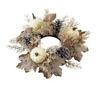 Anello Di Dei Fiori Artificiali - Arredamento Della Ghirlanda Di Raccolta Del Ringraziamento, Centratavola Di Ghirlande A Candela Floreale Autunnale, Foglie Di Acero In Finto Con Anello Di Bac