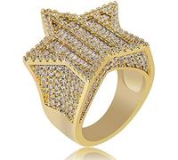 Anello di design a cinque stelle in oro 14K, anello maschile moissanite densamente set, un regalo stellare per trend setter e visionari, regalo per la festa del papà
