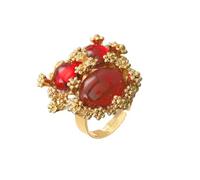 Anello di dichiarazione di pietra rotonda ovale vintage per donne oro elegante colorato colorato fiore di pietra per sospetto perline regolabile anelli di dito in avvolgimento a contenti adatti ad