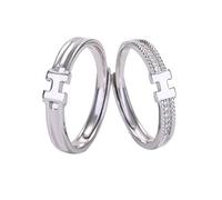 Anello di dito aperto in metallo sterling 925 Anello di metallo sterling giapponese coppia anello di anello chiaro Personalità Hanello lettere per lettere per anello amante, apertura regolabile