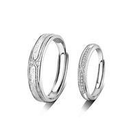 Anello di dito aperto in metallo sterling S925 Anelli di coppia di metallo sterling anelli a coppia aperta uomini e donne anelli studentesche per lettere regali per anello amante, apertura regolabile
