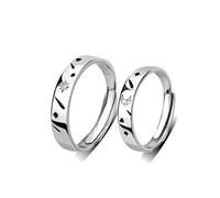Anello di dito aperto in metallo sterling S925 anello di coppia di metallo sterling, sole, luna e stelle, anello di coppia maschile e femminile, regali ad anello aperto della personalità per anello