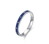 Anello di fidanzamento 925, anello da donna vintage semplice gioielli in smalto blu argento regalo per compleanno, 57 (18.1), Senza Gemstone