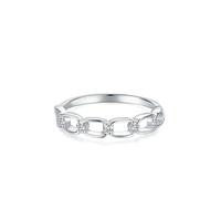 Anello di fidanzamento, anelli da donna per il dito medio cavo catena con moissanite argento 9 K oro bianco misura 53 (16,9)