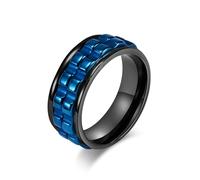 Anello di Fidanzamento, Anello Blu Uomo Acciaio Inossidabile Taglia 20 8mm Rotante con Ingranaggi Custom Regalo per Figlia Valentines Day Gioielli