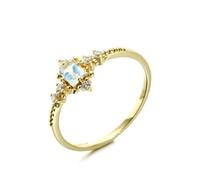 Anello di fidanzamento, anello da donna, sottile, con pietra di luna, in oro giallo 14 carati, regalo per la mamma, 14 (17,2), Oro giallo 14 carati (585), Pietra di luna Zirconia cubica