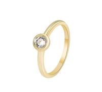 Anello di fidanzamento, anello dell'amicizia, delicato e semplice, rotondo con moissanite oro giallo, Oro giallo 18 carati, Moissanite