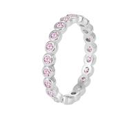 Anello di fidanzamento, anello di fidanzamento da donna, set eternità con taglio rotondo rosa, morganite oro bianco, Oro bianco 9 K, Morganite