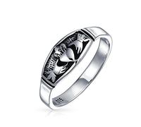 Anello di fidanzamento celtico irlandese BFF per coppie, promessa di amicizia, fede nuziale Claddagh per uomini e donne in argento sterling ossidato .925