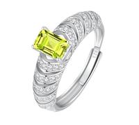 Anello Di Fidanzamento Con Alone Taglio Smeraldo In Argento Sterling 925 Per Donna, Anello Massiccio Con Pietra Preziosa Naturale, Fede Nuziale Con Promessa Di Eternità Per Moglie E Fidanzata, Rega
