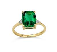 Anello Di Fidanzamento Con Cocktail Taglio Smeraldo Verde Con Zircone Accentuato Da 3,5 Carati Di Pietre Preziose Genuine Personalizzate Birthstones Placcato In Oro Giallo 14K In Argento Sterling .925