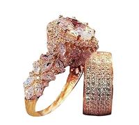 Anello di fidanzamento con pietra bianca tagliata a mano, anello regolabile a forma di cuore, 6, Metallo, Nessuna pietra preziosa