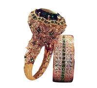 Anello di fidanzamento con pietra bianca tagliata a mano, anello regolabile a forma di cuore, 8, Metallo, Nessuna pietra preziosa