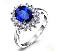 Anello di fidanzamento con zaffiro blu creato per le donne Anello in argento sterling 925 con corona di Kate Middleton