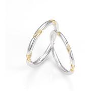 Anello di fidanzamento coppia, anello di fidanzamento in argento 925, da donna, in argento, oro, linee di nastro regolabile, Ajustable, Argento 925/1000, Senza Gemme