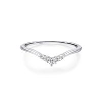 Anello di fidanzamento da donna, anello di fidanzamento argento fila a V di piccoli zirconi argento 925, 51.5, Argento 925/1000, zirconia cubica