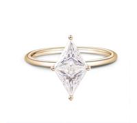 Anello di fidanzamento da donna, anello di fidanzamento da donna, triangolo 2 carati, moissanite 9 carati, oro giallo 9 K, misura 10 (15,9)