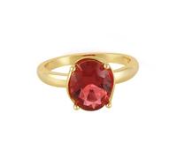 Anello di fidanzamento da donna, con dito medio dorato, rotondo, con rubino sintetico rosso e rosso in laboratorio, rubino in oro giallo, Oro giallo 14 carati, Rubino prodotto in laboratorio