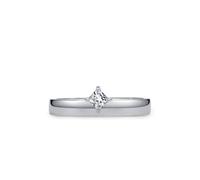 Anello di fidanzamento da donna, delicato e semplice lucidato, con diamante quadrato da laboratorio solitario da 0,25 ct, oro bianco 14 carati, misura 60 (19,1)
