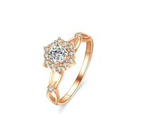 Anello di fidanzamento da donna Fantasy, anello da donna, piccolo dito fiore con diamante da laboratorio 0,5 ct, oro rosa 18 carati, misura 50 (15,9)