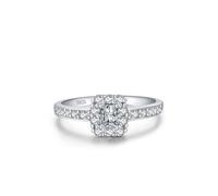 Anello di fidanzamento da donna in argento sterling 925, fedi nuziali rettangolari, alone con zirconi, 14 (17,2), Zirconia cubica