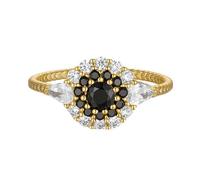 Anello di fidanzamento da donna in oro giallo 9 carati agata forma rotonda fiore gioielli alla moda per moglie S 1/2, S 1/2, agata, S 1/2, Agata