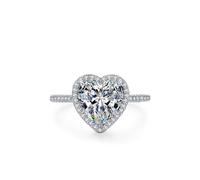 Anello di fidanzamento da donna largo, anello celebrità a forma di cuore argento con laboratorio diamante 9 carati oro bianco misura 60 (19,1)