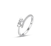 Anello di fidanzamento da donna largo, anello da donna a forma di cuore in argento con taglio rotondo di laboratorio, diamante bianco 18 carati, misura 52 (16,6)