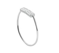 Anello di fidanzamento da donna, largo, boho stretto, con moissanite, oro bianco 950, misura 50 (15,9)