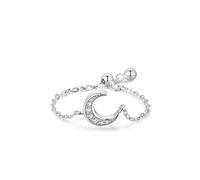 Anello di fidanzamento da donna, largo, set da donna con diamanti in argento bianco 18 carati, misura 47 (15,0)