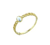 Anello di fidanzamento da donna, per dito medio, con pietra di luna e opale, oro giallo 18 carati, 12 (16,6), Oro giallo 18 carati (750), Pietra di luna
