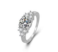 Anello di fidanzamento dell'anello di promessa femminile Radiant Cut 925 Sterling Silver Diamond Cubic Zirconia CZ 7-pietra Anello nuziale Annello di anello nuziale Annello nuziale (7#)