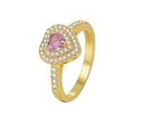 Anello di Fidanzamento Donna, Anelli Donna Eleganti a Forma di Cuore Oro Giallo 9K con Rosa Morganite Taglia 10