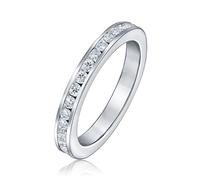 Anello Di Fidanzamento E Anniversario Con Zirconi Cubici Impilabili Canale CZ Eternità Per Donne E Adolescenti In Argento Sterling .925