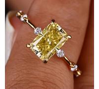 Anello di Fidanzamento Elegante e Chic per Donne con Zirconia Gialla - Design ma Sofisticato, Realizzato in Rame con Fascia , per Matrimoni, Feste o come Regalo di Novembre
