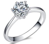 Anello di fidanzamento in acciaio inox con solitario da 1 kt e Acciaio inossidabile, 48 (15.3), colore: Argento, cod. JR623