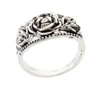 Anello di fidanzamento in argento, anello di rosa da donna, in argento Sterling 925, per donne, in argento Sterling, Taglia unica, Metallo, Non pietra preziosa