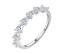 Anello di fidanzamento in oro bianco, anello di fidanzamento da donna, largo e delicato, impilabile con taglio a goccia moissanite, Oro bianco 9 K, Moissanite
