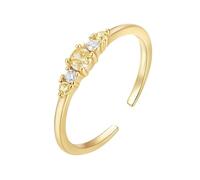 Anello di fidanzamento in oro giallo citrino 9 K/14 carati, regolabile, alla moda, elegante, da donna, 18 (18,5), Citrino Moissanite