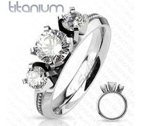 Anello Di Fidanzamento In Titanio Con Tre Gemme