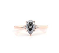 Anello di fidanzamento oro 375, fedi nuziali da donna in oro rosa 9 carati, con lacrima moissanite, 20 (19,1), Moissanite