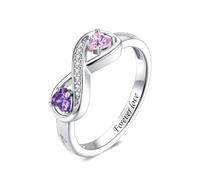 Anello di fidanzamento personalizzabile con doppio cuore e simbolo dell'infinito, in argento Sterling, regalo per donne, mogli, fidanzate, figlie, sorelle