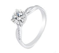 Anello di fidanzamento personalizzabile coppia anello matrimonio oro bianco argento 9 carati moissanite 4 artigli tondi con moissanite taglia zia per lesbiche lauree gioielli, 46.5, Oro bianco 14