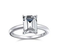 Anello Di Fidanzamento Semplice Senza Tempo Classico 2.5Ct Con Taglio Smeraldo Brillante AAA CZ Promessa Solitaire Per Donne Banda Sottile .925 Argento Sterling