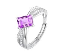 Anello Di Fidanzamento Solitario Halo In Argento Sterling 925 Per Donna, Anello Infinito Incrociato, Pietra Preziosa, Fede Nuziale Per Anniversario, Regalo Per Moglie E Fidanzata, Ametista
