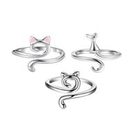 Anello di filo per orecchie di gatto, 3 pezzi, anello di tensione all'uncinetto, anello di fibbia regolabile | anello di filo a gancio, guida liscia per la festa della mamma, regali