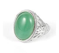 Anello di Giada Verde Naturale Tanglin Anello di Cristallo Largo Grande Vintage Anelli di Pietra Aperti da Donna Regolabili Reiki Balance Anelli di Dito alla Caviglia Anello di Eternità per Donna R