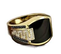Anello di lusso maschile pieno di diamante di modo Hip Hop Punk trapano ad acqua ghiacciato fuori anello d'oro per gli uomini fatto a mano delicato Bling oro diamante uomo anello, Acciaio